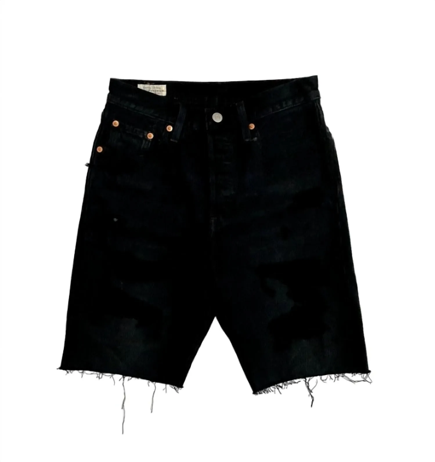 501 Slouch Ripped Black Button Fly Jeans