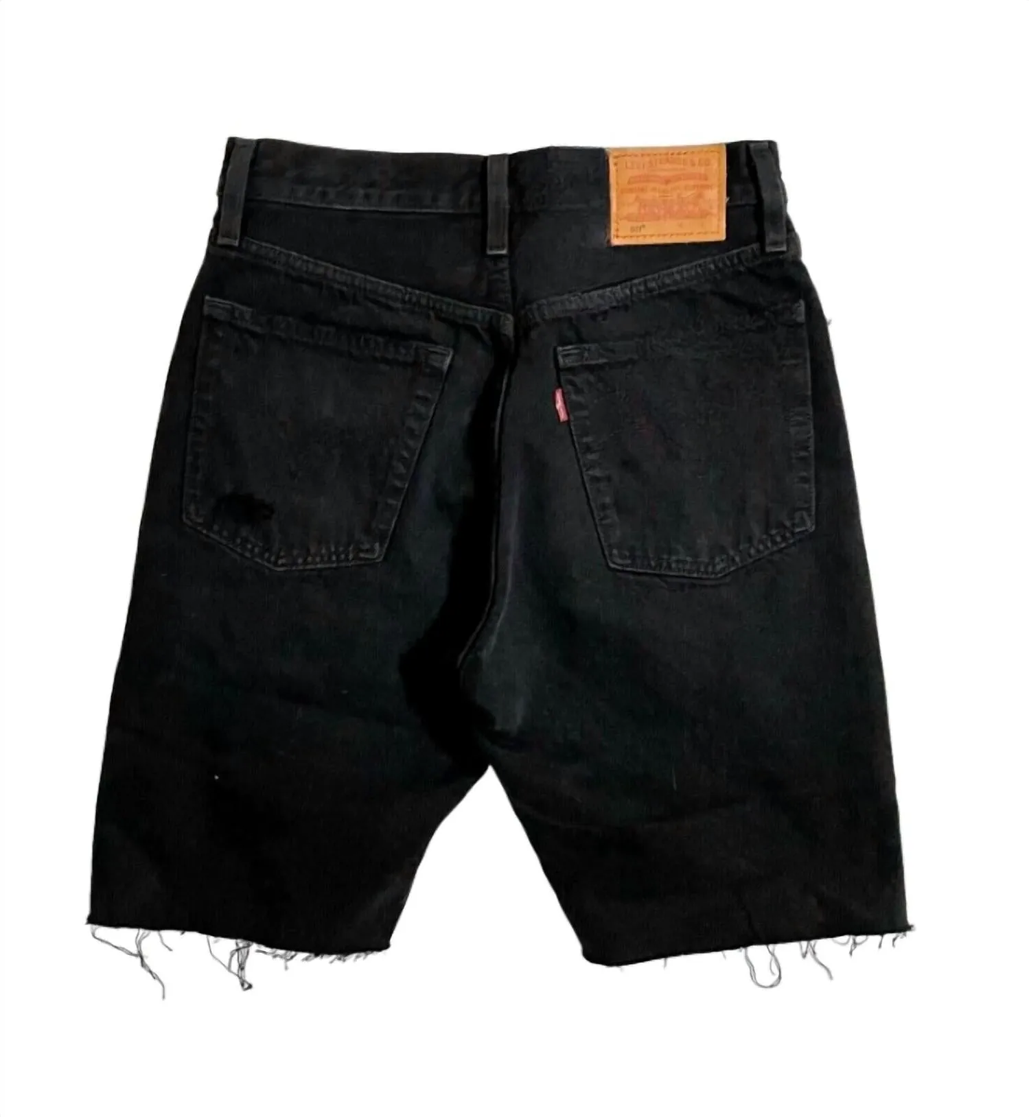 501 Slouch Ripped Black Button Fly Jeans