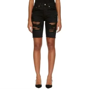 501 Slouch Ripped Black Button Fly Jeans