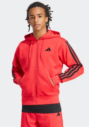 Adidas Men's Essentials 3 Stripes Fleece Full-Zip Hoodie
