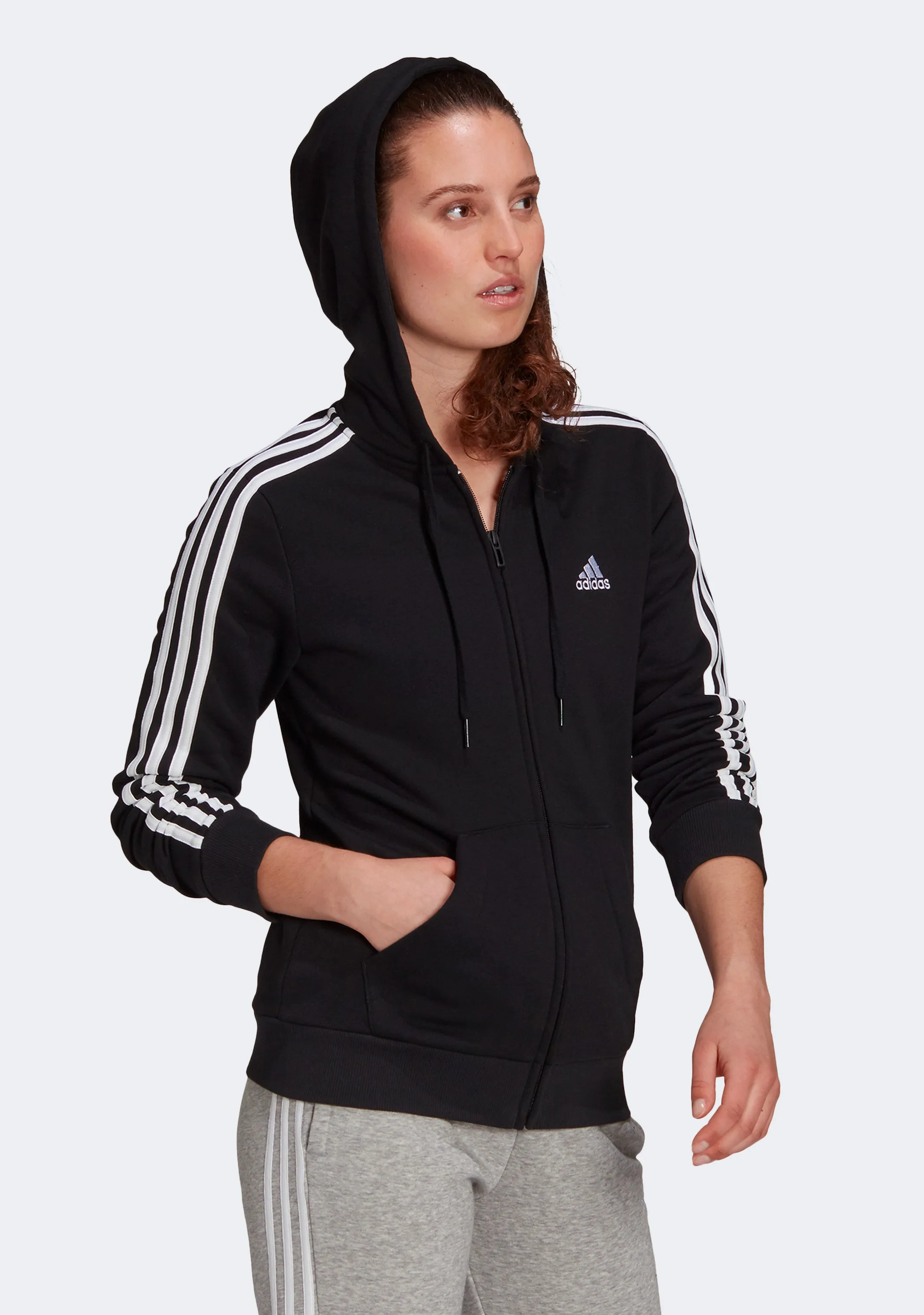Adidas Women's Fleece 3-Stripes Full-Zip Hoodie