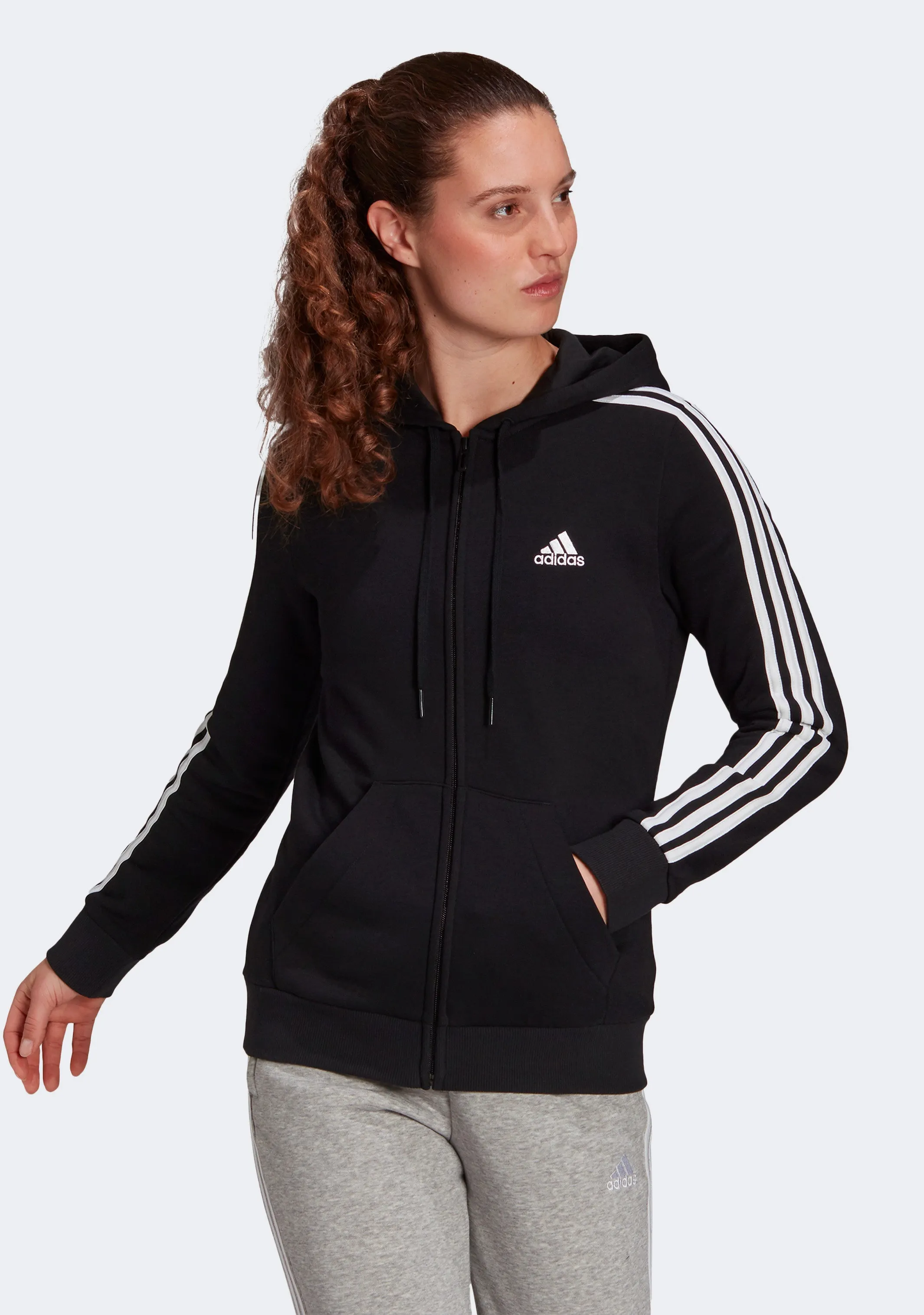 Adidas Women's Fleece 3-Stripes Full-Zip Hoodie