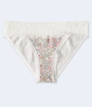 Aeropostale Womens' Floral Lace-Trim Bikini - White - Size M - Cotton - Teen Fashion & Clothing Cream Aeropostale