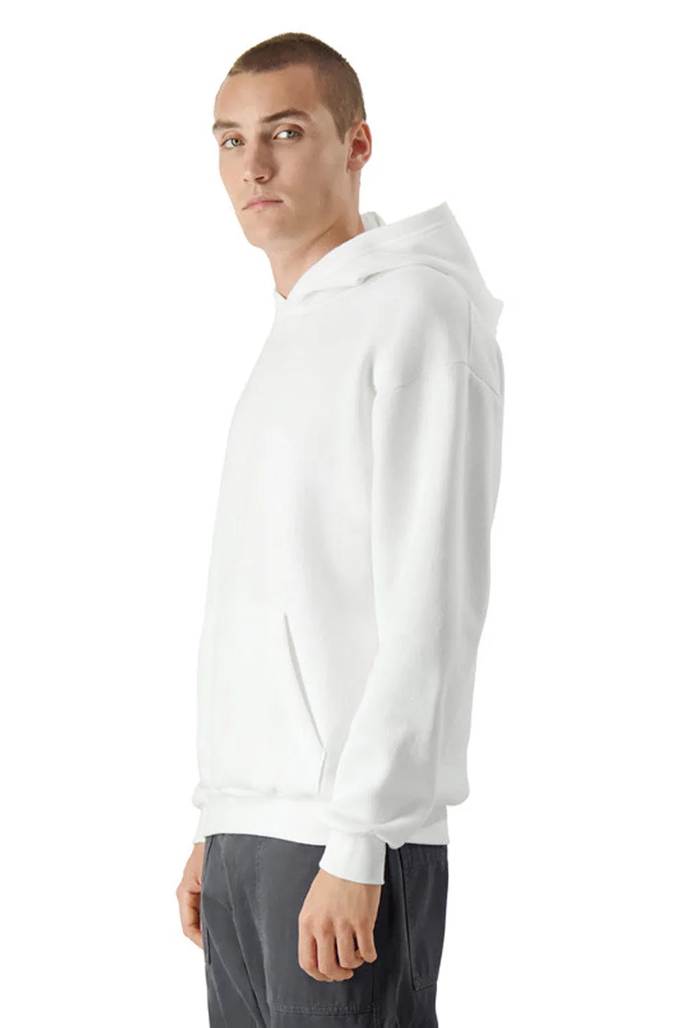 American Apparel Mens ReFlex Fleece Hooded Sweatshirt Hoodie w/ Pouch Pocket - White