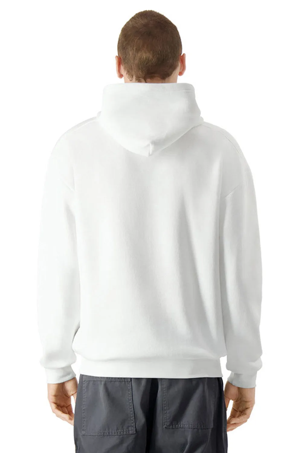 American Apparel Mens ReFlex Fleece Hooded Sweatshirt Hoodie w/ Pouch Pocket - White