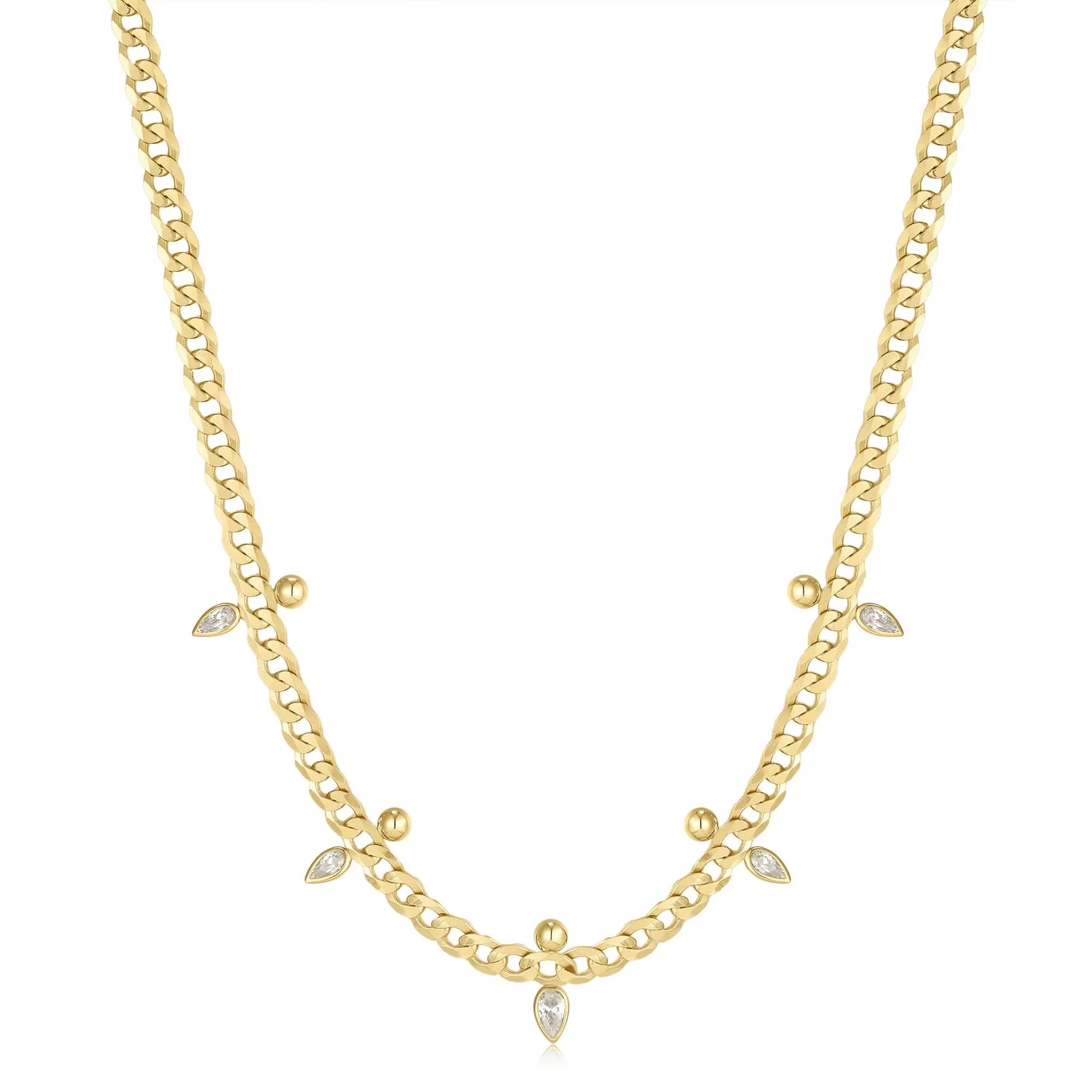 Collier Point Étincelant Chaîne Curb en Or Ania Haie N053-07G Bijoux Ania Haie