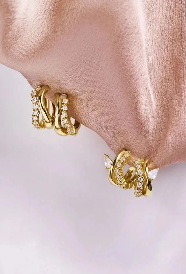Ania Haie Double Huggies Pailletées Or E056-05G Bijoux Ania Haie