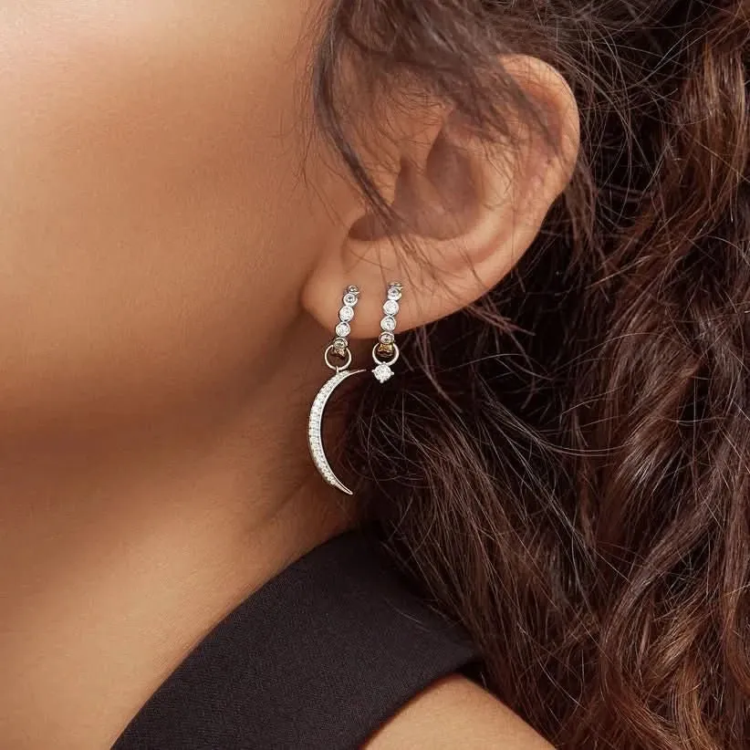 Ania Haie Boucle d'oreille Pavé Lune d'argent Charme EC060-01H Bijoux Ania Haie