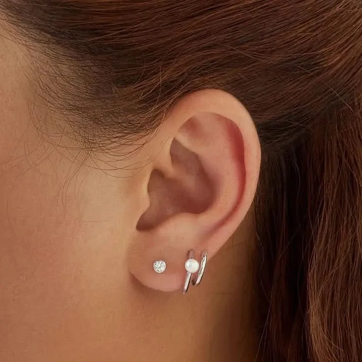 Boucles d'oreilles solitaires en zirconium cubique argenté Ania Haie E059-03H Bijoux Ania Haie