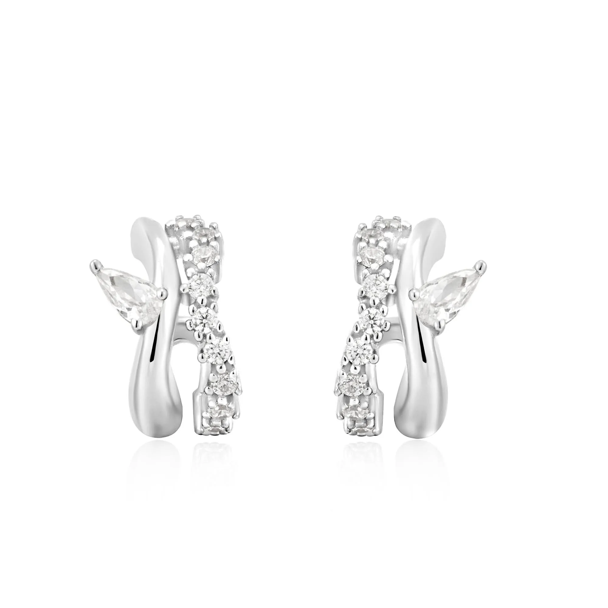 Boucles d'oreilles doubles étincelantes Ania Haie Silver Sparkle E056-04H Bijoux Ania Haie