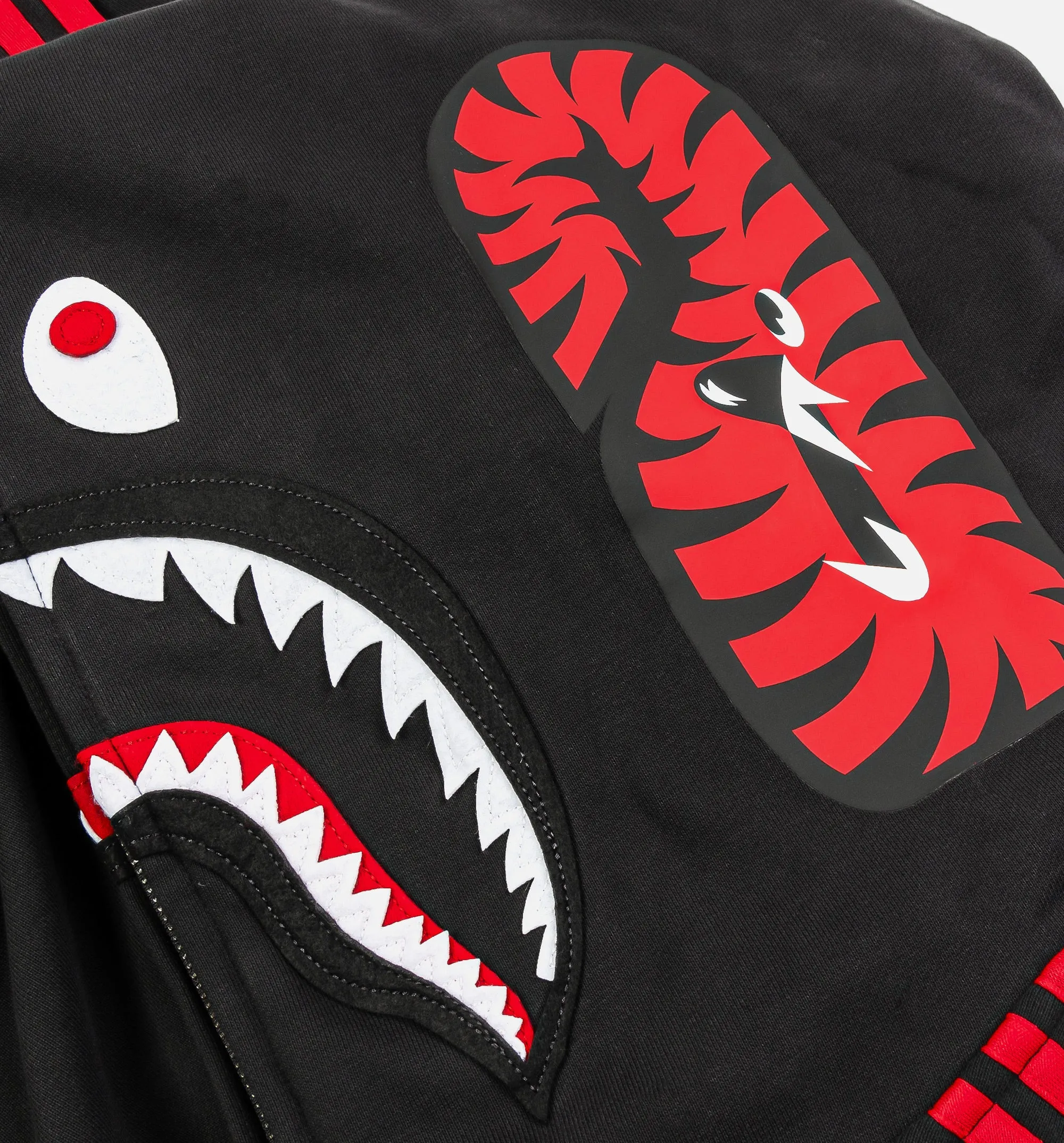 Bape x Adidas Shark Fleece Full Zip Mens Hoodie - Black