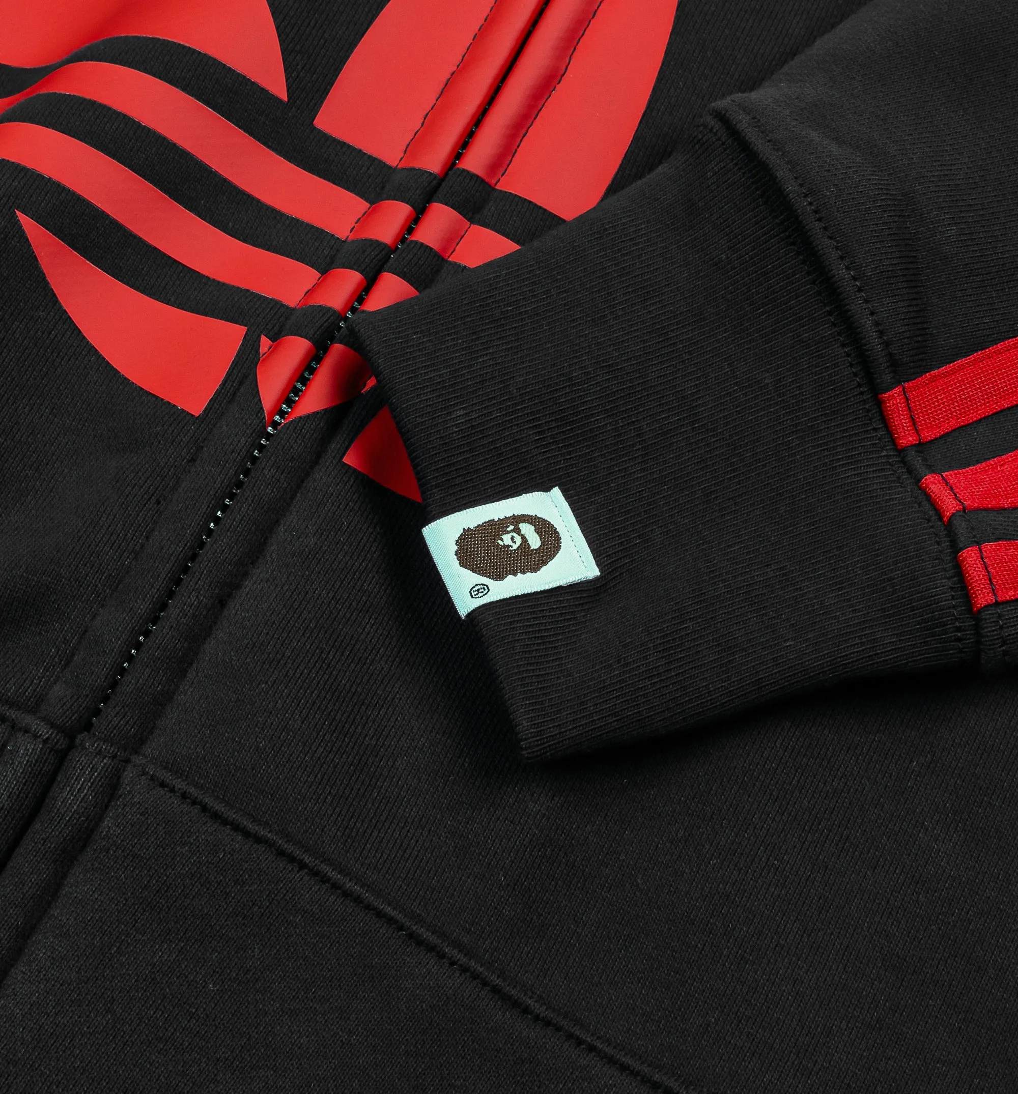 Bape x Adidas Shark Fleece Full Zip Mens Hoodie - Black
