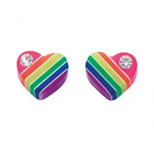 Boucles d'oreilles à clous en argent 925 Cœur avec accents multicolores - Beginnings Jewellery
