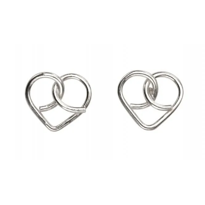 Boucles d'oreilles à clous en forme de cœur en fil argenté sterling A984 - Débuts Bijoux