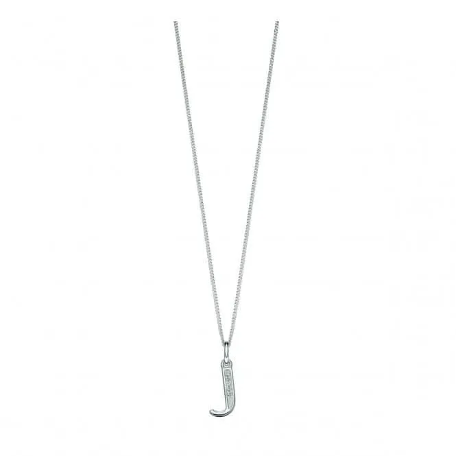 Pendentif Art Déco Initial J en Argent Sterling avec Zirconium Cubique P4732C - Bijoux Beginnings