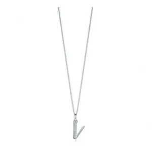 Pendentif Art Déco en Argent Sterling avec Initiale V et Zirconium Cubique P4744C - Bijoux Beginnings