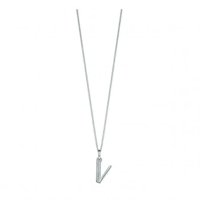 Pendentif Art Déco en Argent Sterling avec Initiale V et Zirconium Cubique P4744C - Bijoux Beginnings