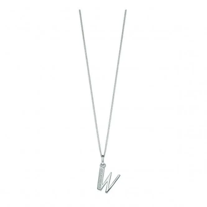 Pendentif Art Déco en Argent Sterling avec Initiale W et Zirconium Cubique P4745C - Bijoux Beginnings