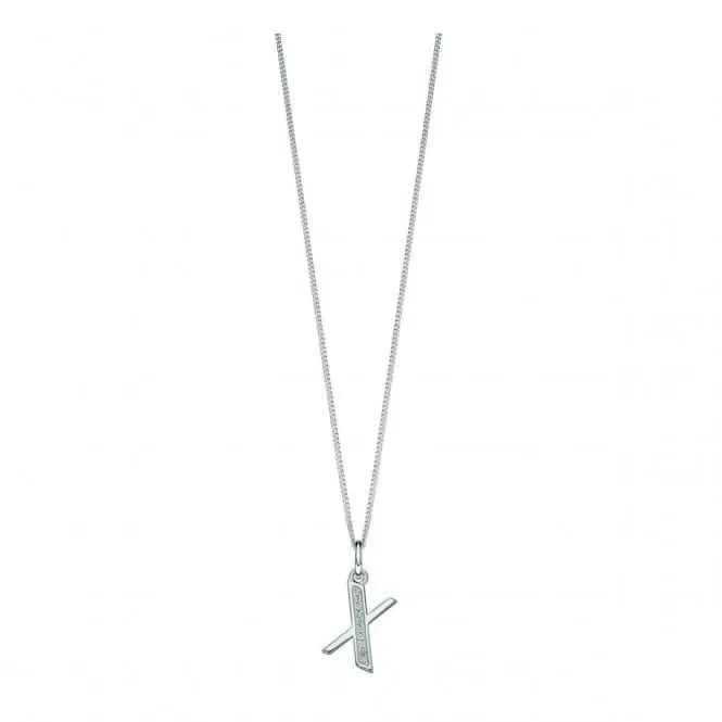 Pendentif Art Déco en Argent Sterling avec Initiale X et Zirconium Cubique P4746C - Bijoux Beginnings