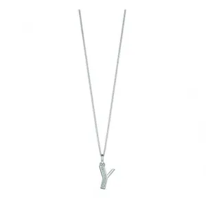 Pendentif Art Déco en Argent Sterling avec Initiale Y et Zirconium Cubique P4747C - Bijouterie Beginnings