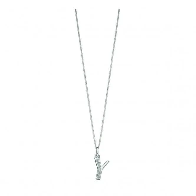 Pendentif Art Déco en Argent Sterling avec Initiale Y et Zirconium Cubique P4747C - Bijouterie Beginnings