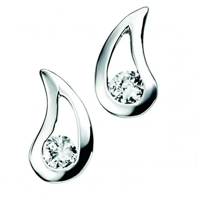 Boucles d'oreilles goutte en argent sterling avec zirconium cubique transparent E3057C - Bijoux Beginnings
