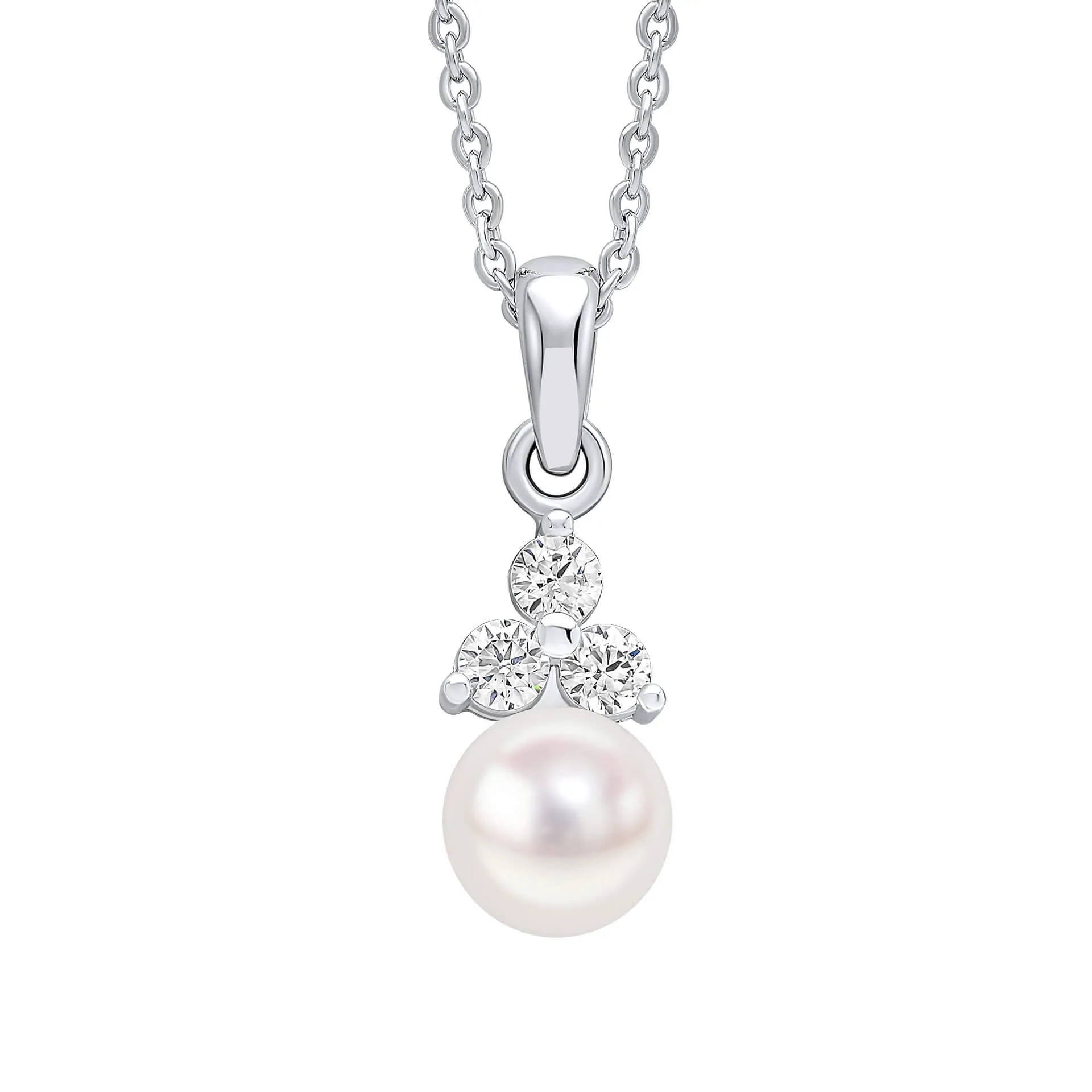 Pendentif Débuts en Argent Sterling avec Coquille en Zirconium Cubique Perle Blanche P5464W Bijoux Débuts