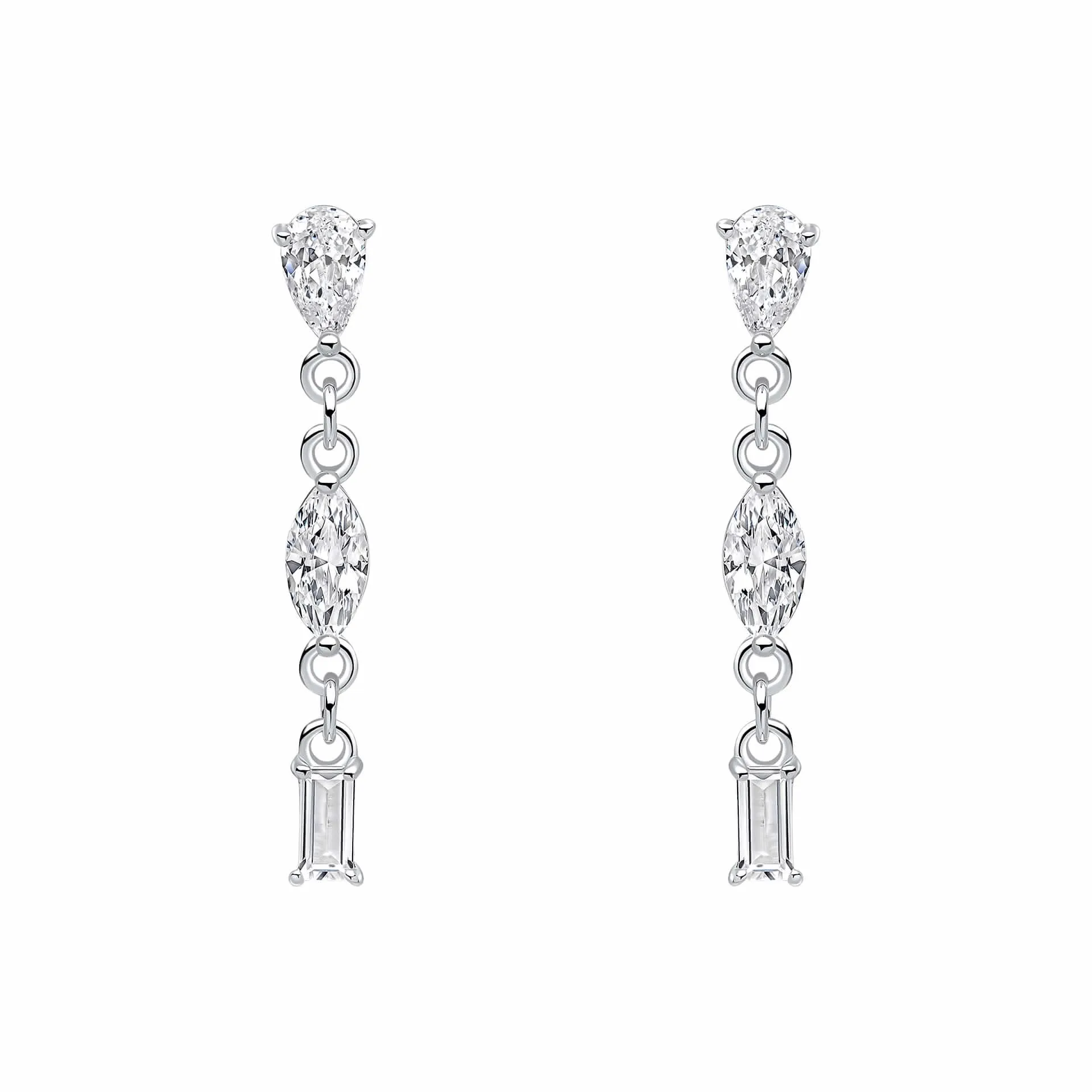 Boucles d'oreilles blanches en zirconium cubique argent sterling E6481C de la collection Beginnings