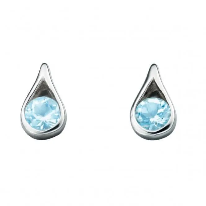 Boucles d'oreilles goutte en topaze bleue E205T en argent sterling - Débuts Joaillerie