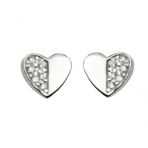 Boucles d'oreilles double cœur en argent sterling E5412C avec CZ plaqué or de la collection Beginnings