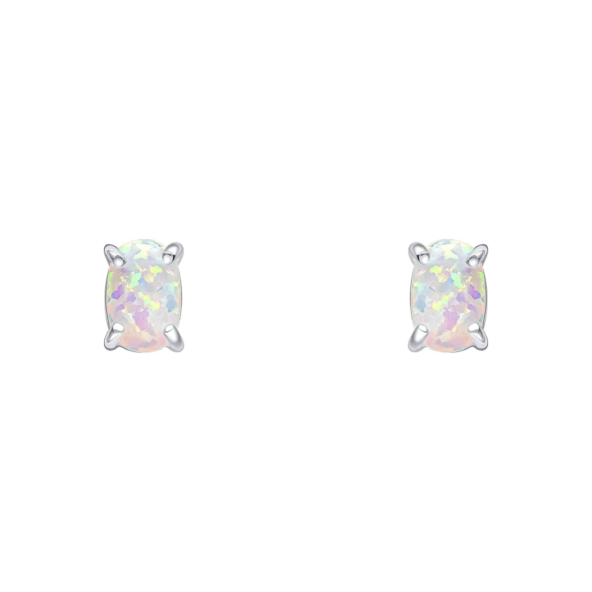 Boucles d'oreilles en argent sterling imitation opale blanche E6485W - Débuts Bijoux