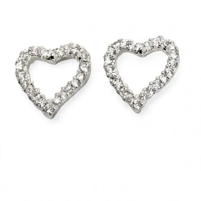 Boucles d'oreilles Cœur Ouvert Pave en Argent Sterling E5569C - Bijoux Beginnings