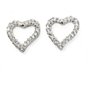 Boucles d'oreilles Cœur Ouvert Pave en Argent Sterling E5569C - Bijoux Beginnings