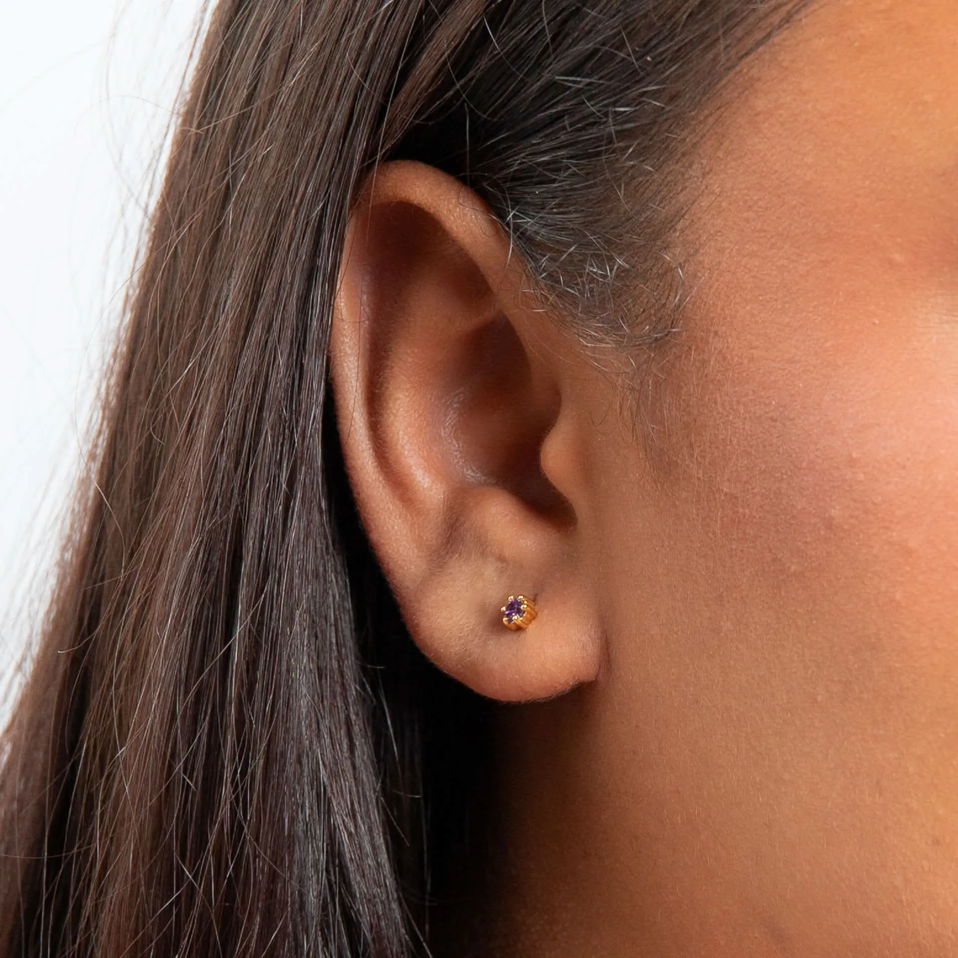 Boucles d'oreilles en argent sterling avec zirconium cubique violet et améthyste E6468M - Débuts Bijoux