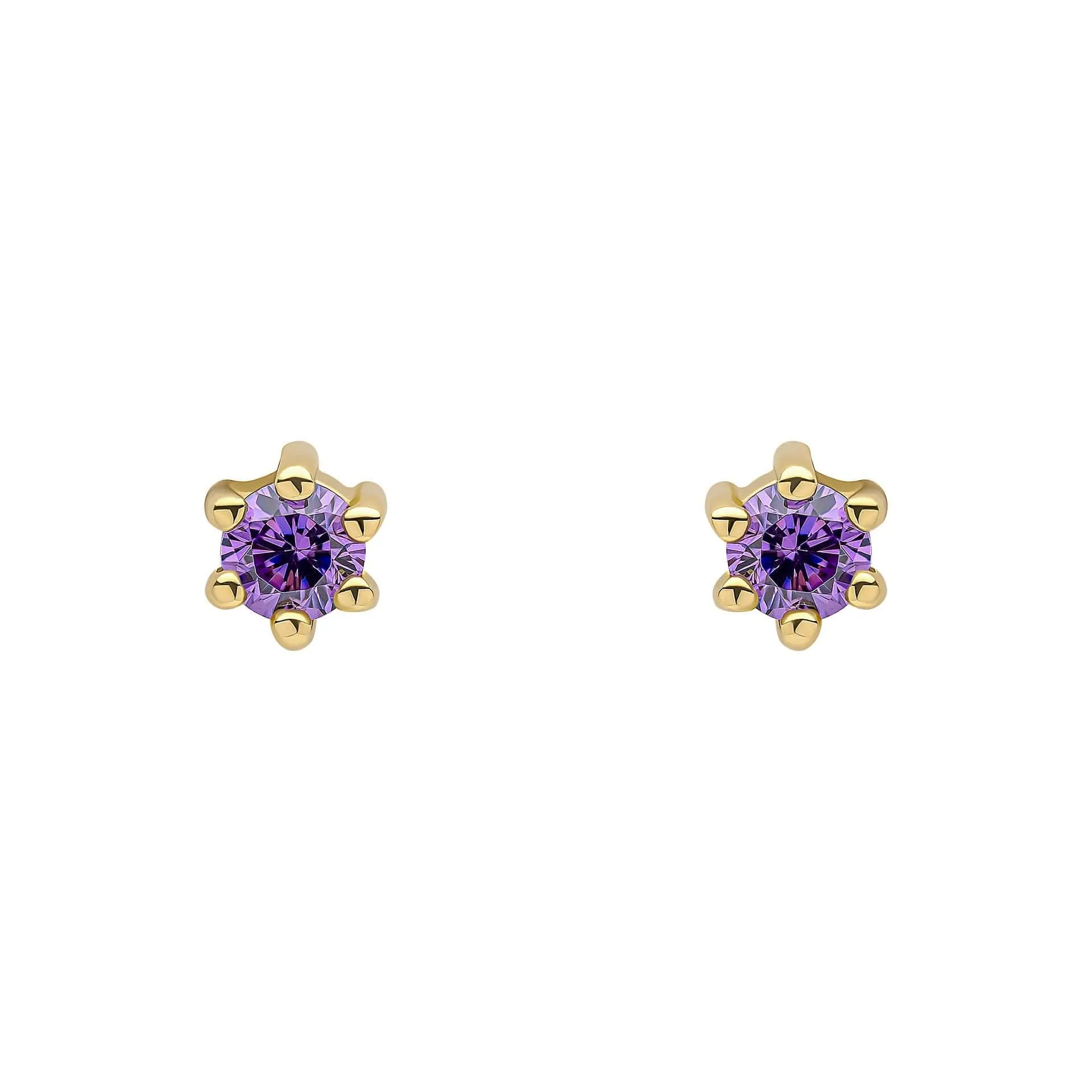Boucles d'oreilles en argent sterling avec zirconium cubique violet et améthyste E6468M - Débuts Bijoux