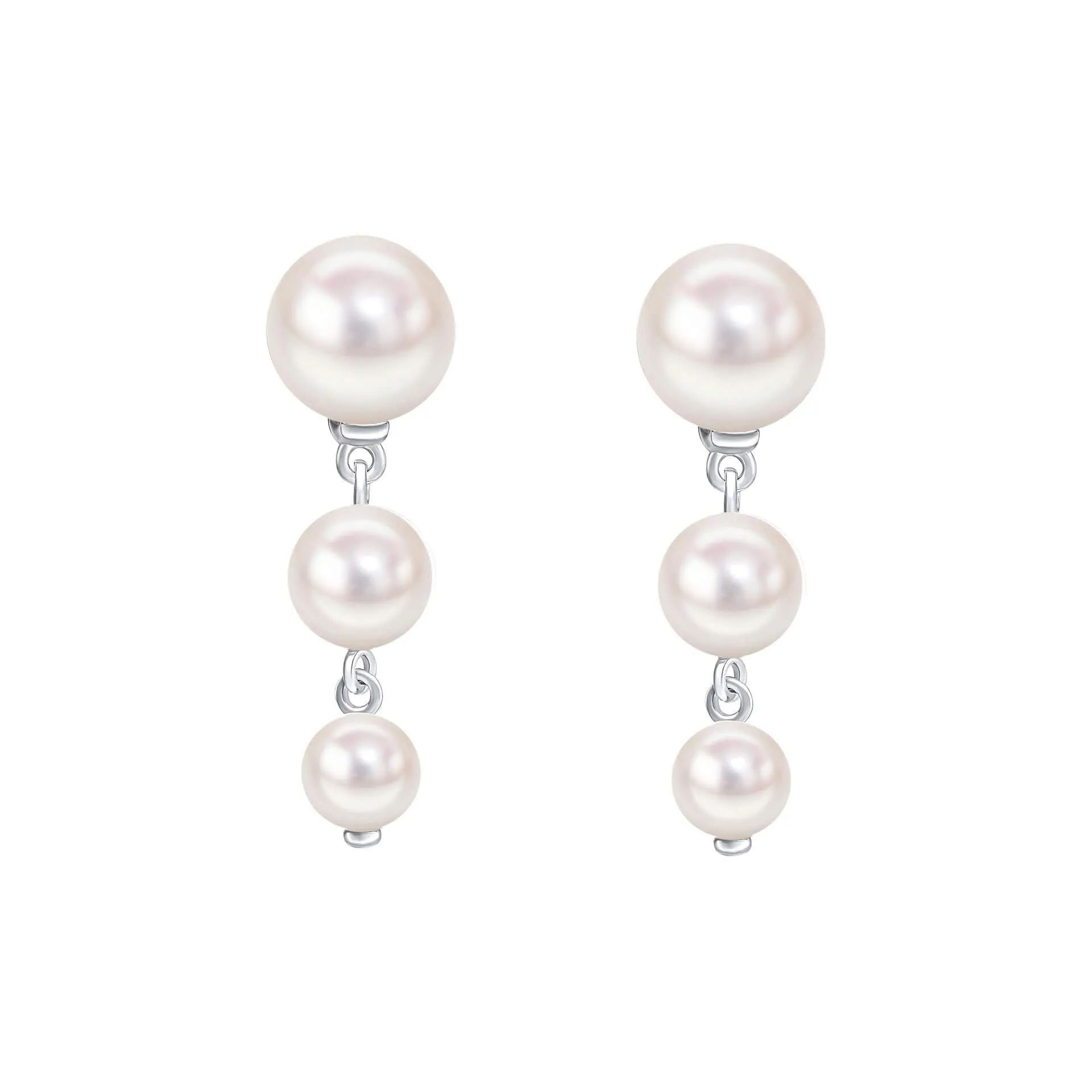 Boucles d'oreilles en argent sterling blanc avec perles d'eau douce blanches E6477W - Débuts Bijoux