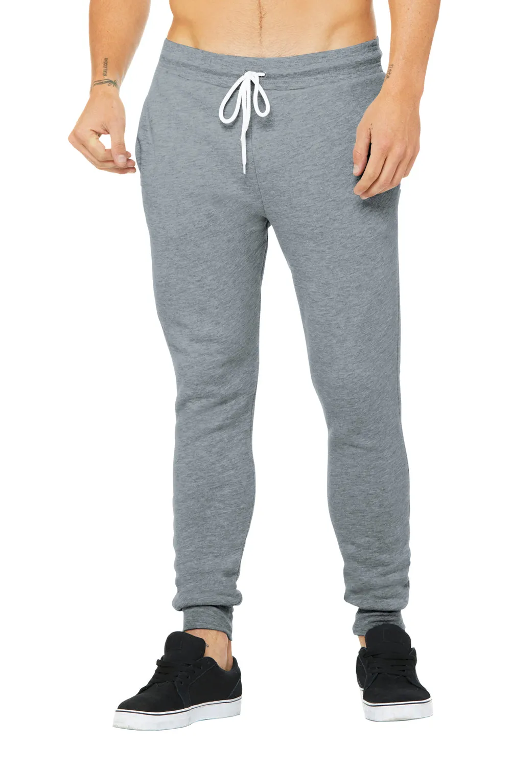 Bella   Canvas Mens Jogger Sweatpants w/ Pockets - Heather Grey