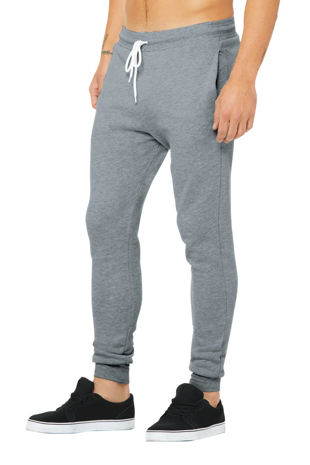 Bella   Canvas Mens Jogger Sweatpants w/ Pockets - Heather Grey