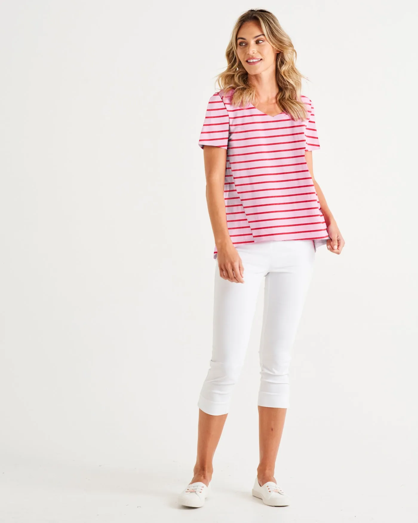 Betty Basics Luella Tee Cherry Blossom Stripe