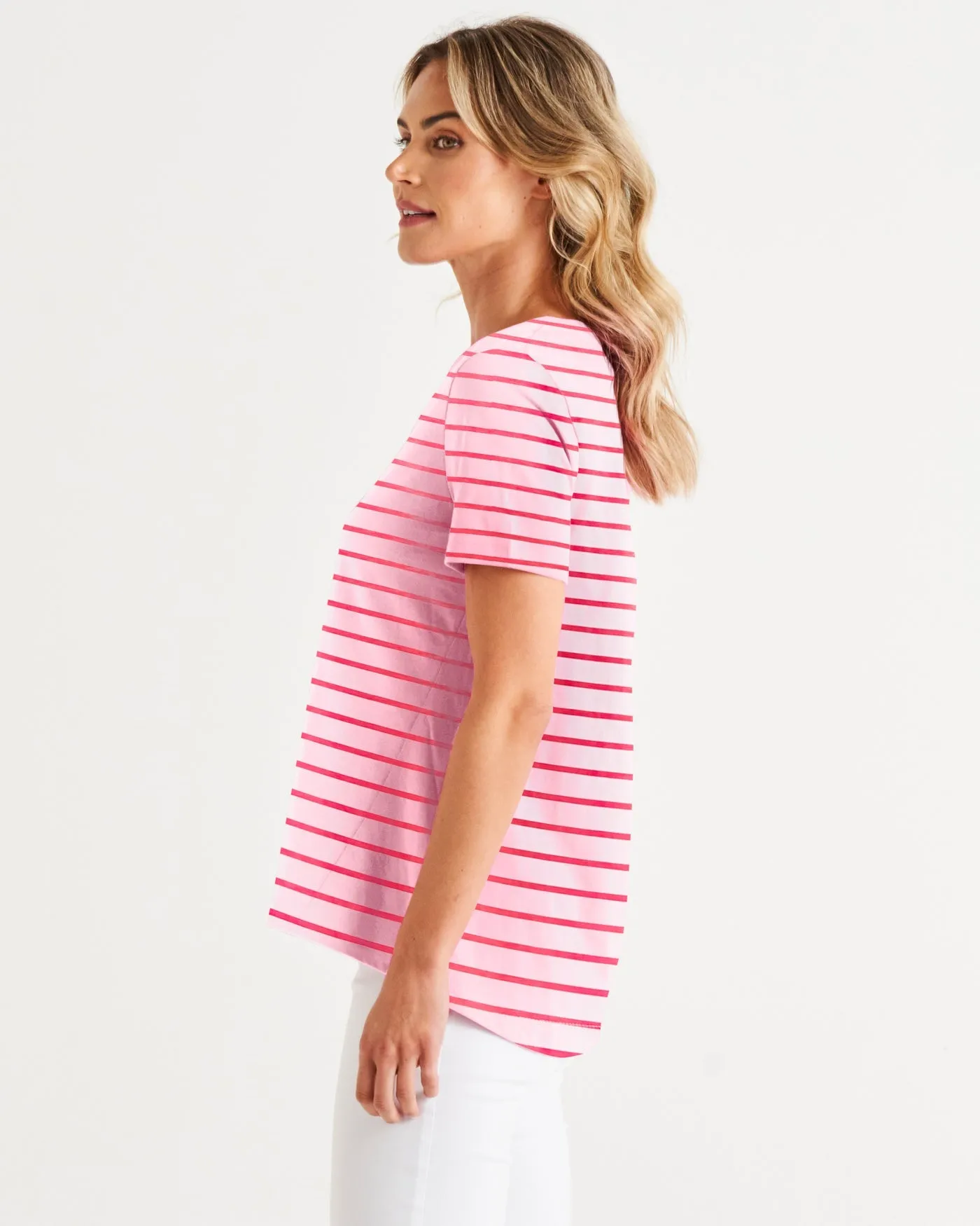 Betty Basics Luella Tee Cherry Blossom Stripe
