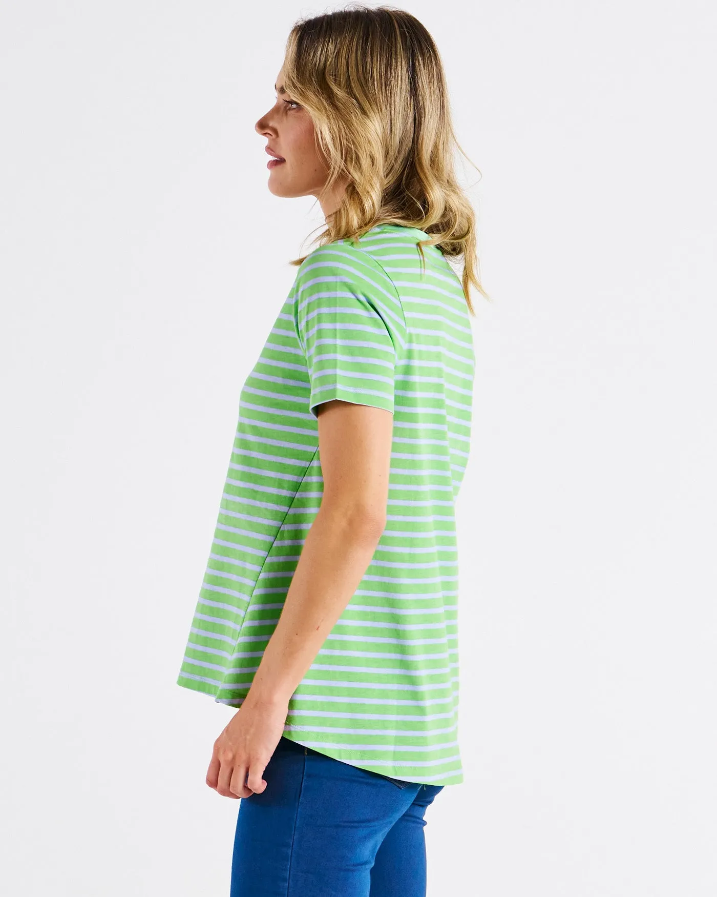 Betty Basics Luella Tee Green Stripe
