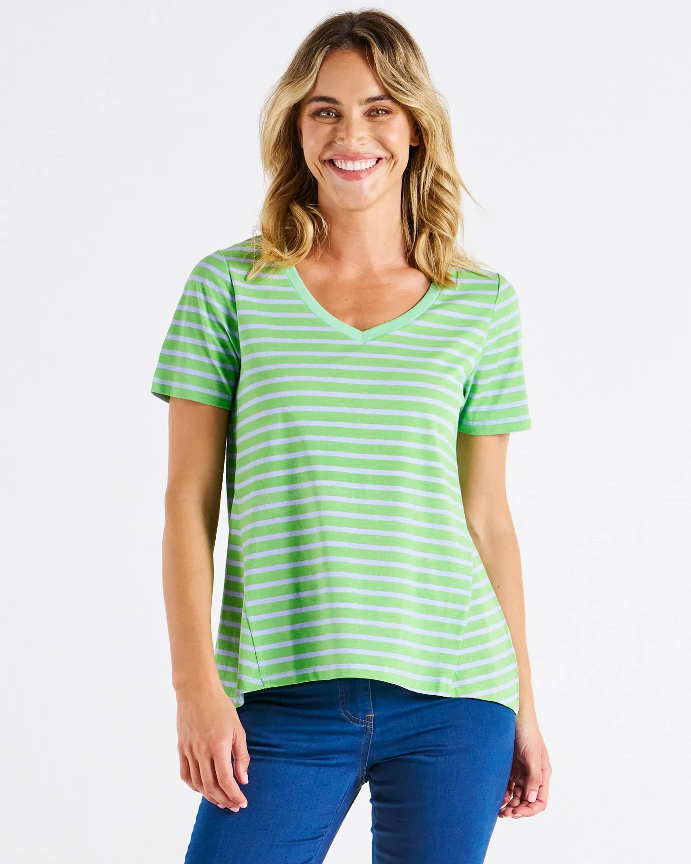 Betty Basics Luella Tee Green Stripe