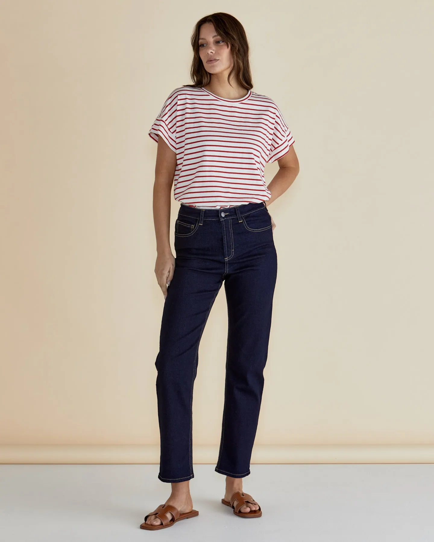 Betty Basics Willa Tee Red Stripe