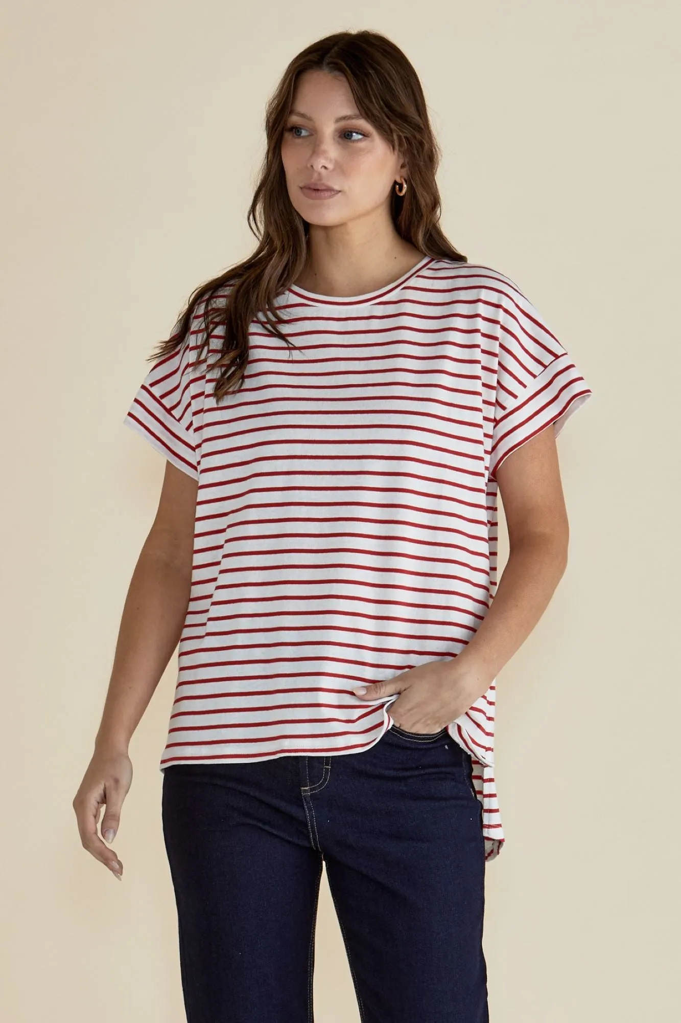 Betty Basics Willa Tee Red Stripe