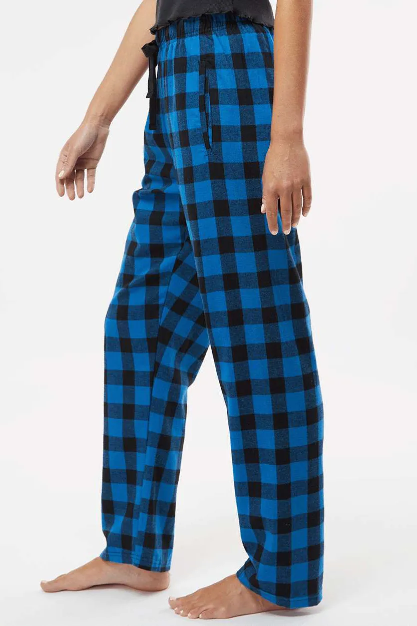 Boxercraft Womens Haley Flannel Pants w/ Pockets - Royal Blue/Black Buffalo