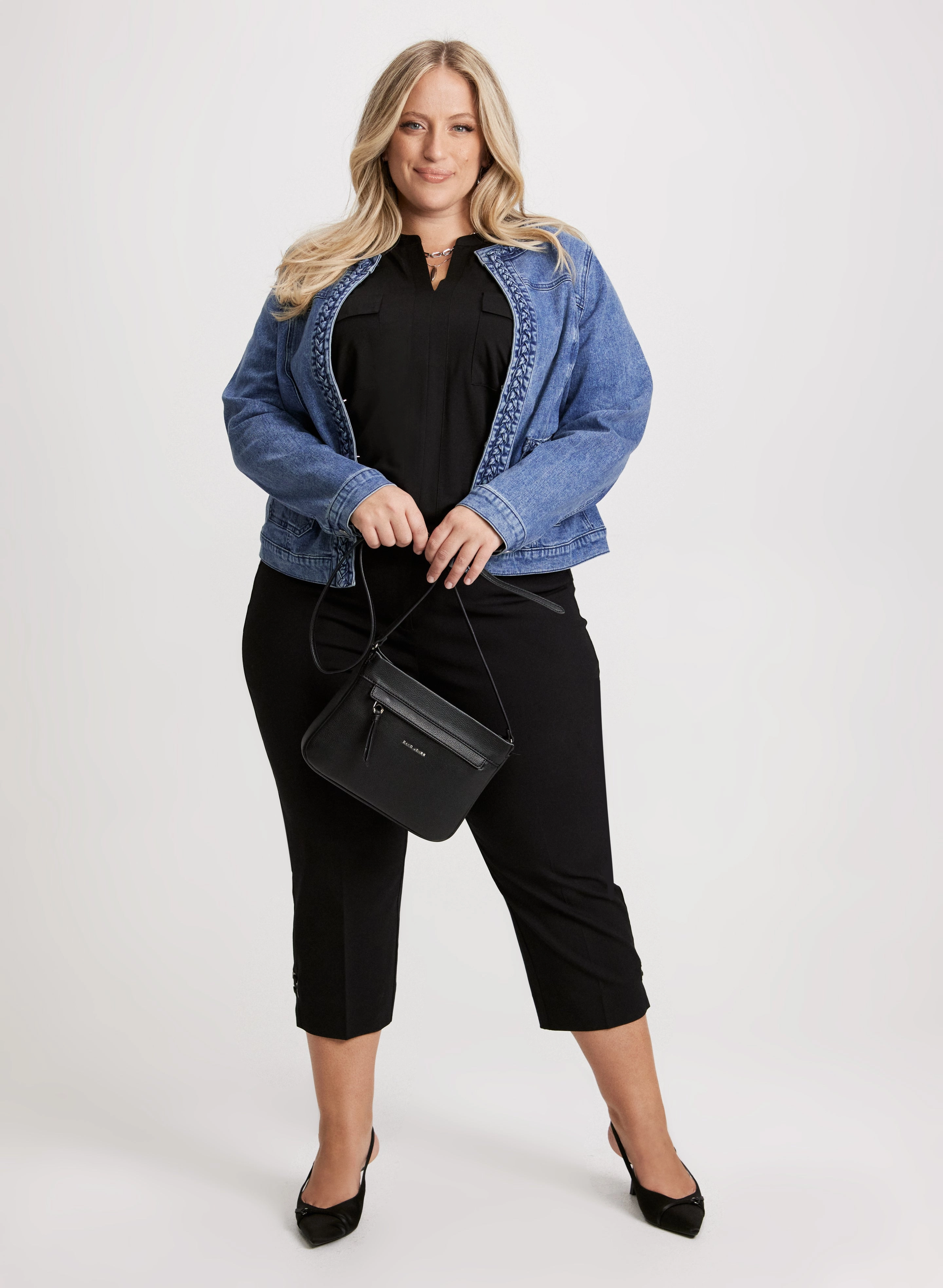 Braid Trim Denim Jacket & Bengaline Capris