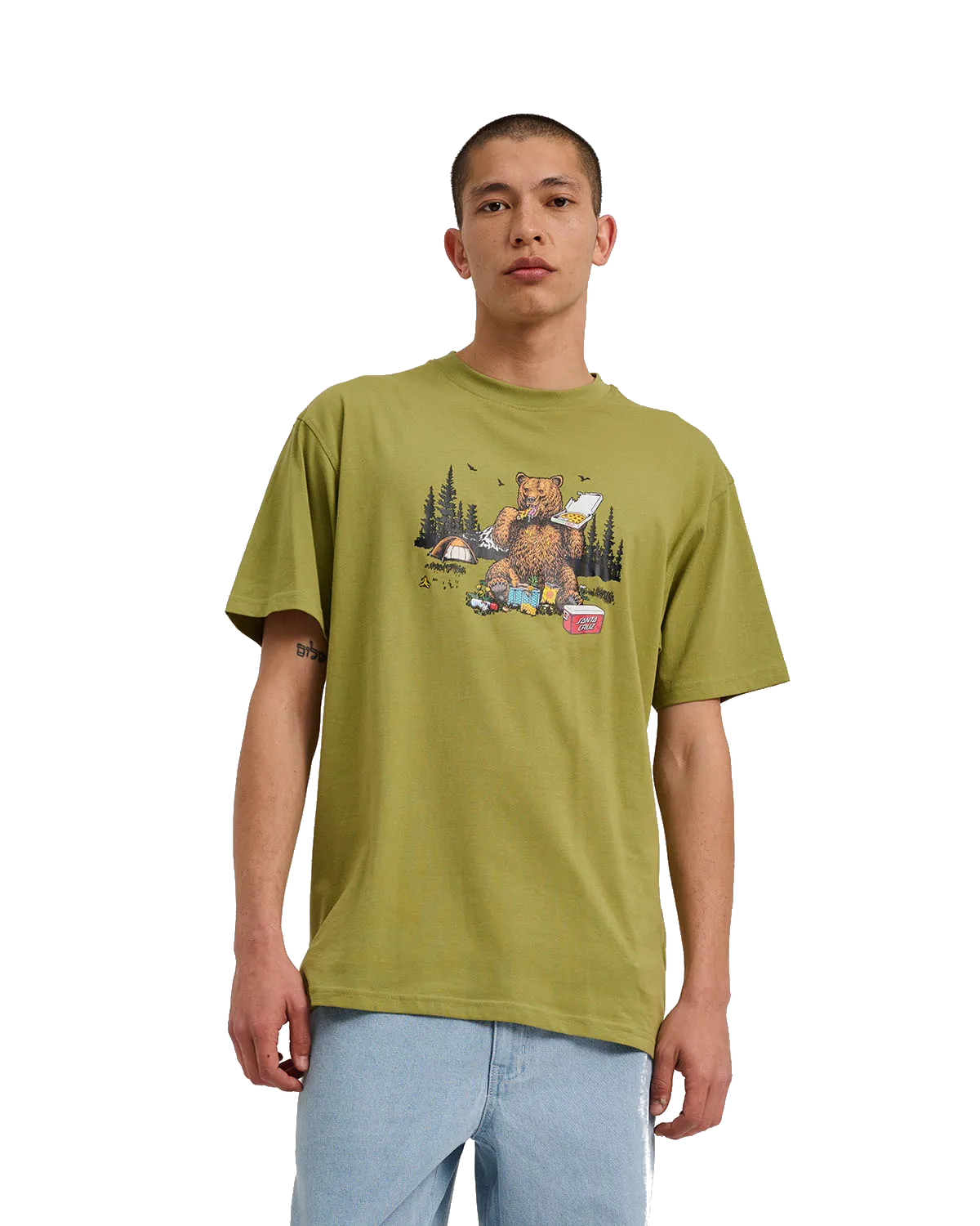 Braun Pizza Bear T-Shirt in Iguana