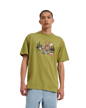 Braun Pizza Bear T-Shirt in Iguana