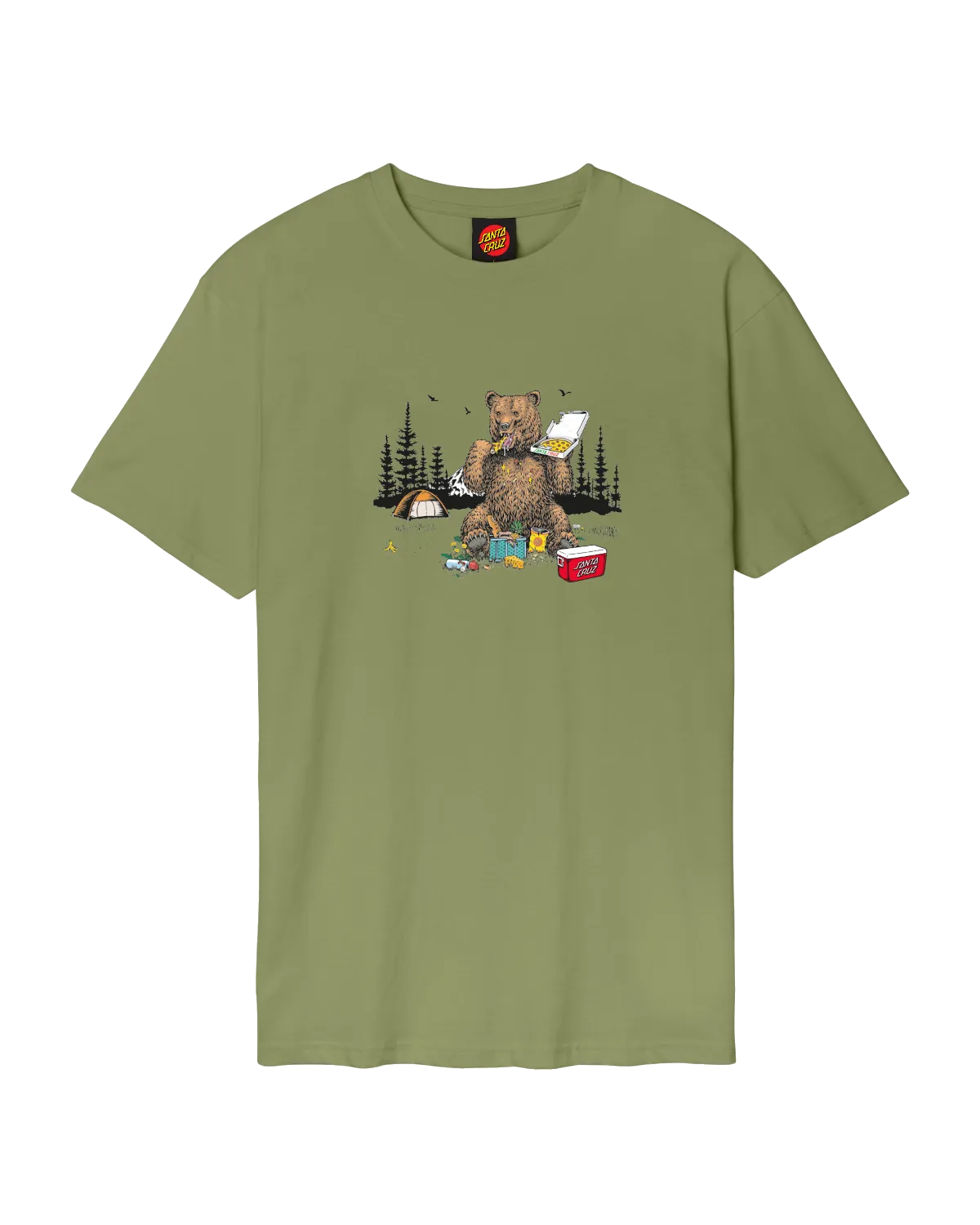 Braun Pizza Bear T-Shirt in Iguana