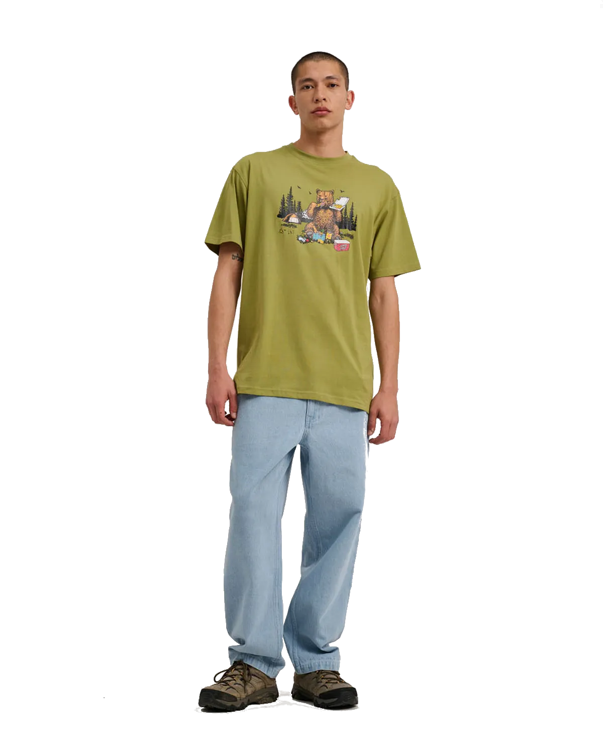 Braun Pizza Bear T-Shirt in Iguana